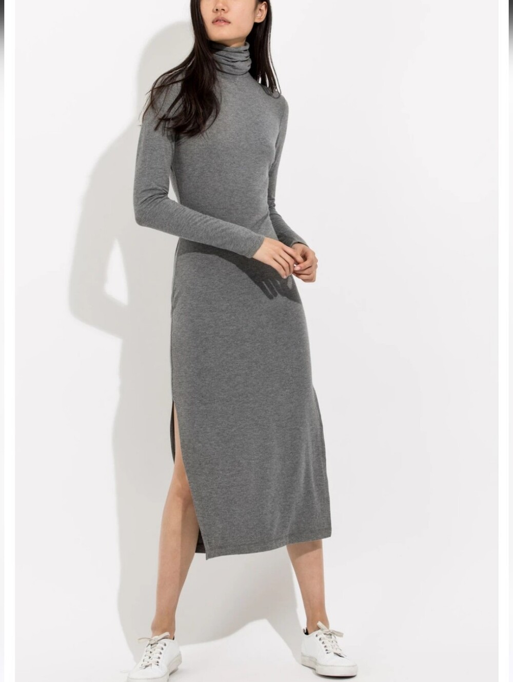 Kit And Ace Cashmere Blend Grey Turtleneck Fitted Casual Dress Clean Fit US 8